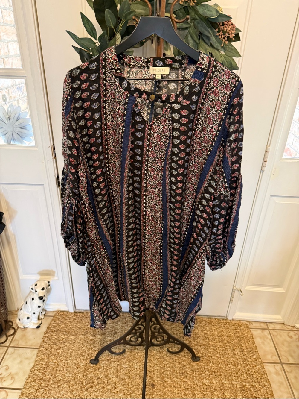 Velzera Boho Paisley & Floral Mixed Print Lightweight Mini Dress Shift Dress 2XL